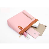 Women Leisure Faux Leather 2 Pcs Bucket Bag Crossbody Shoulder Handbag
